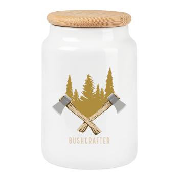 Bushcrafter Outdoor Survival Design - Cookie Jar with Wooden Lid - white - Front