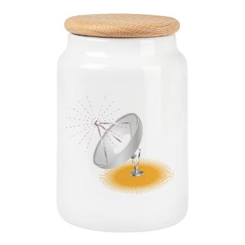 Satellite dish as a design element - Cookie Jar with Wooden Lid - white - Front