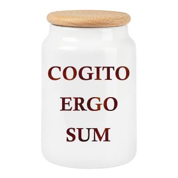 Cogito Ergo Sum - Boîte à biscuits avec couvercle en bois - blanc - Devant