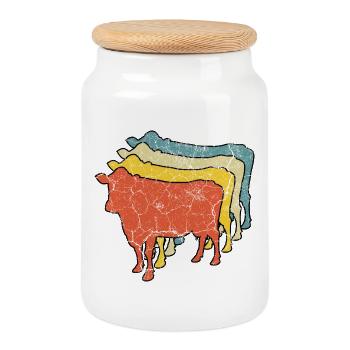 Cow Cows - Cookie Jar with Wooden Lid - white - Front