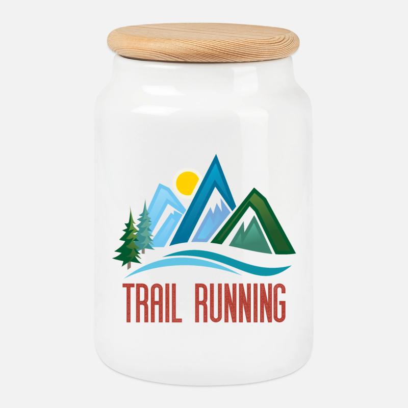 Trailrunning - Keksdose mit Holzdeckel - Weiß