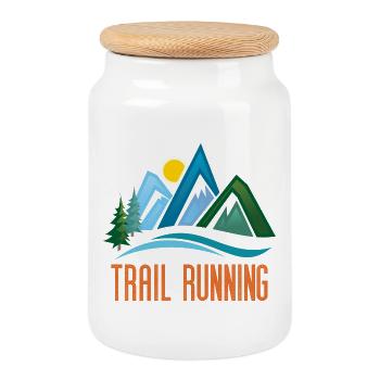 Trail Running - Boîte à biscuits avec couvercle en bois - blanc - Devant