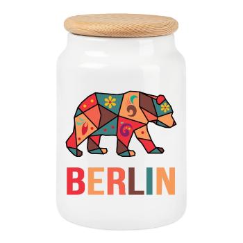 Hauptstad Berlin Great motif for Berliners - Cookie Jar with Wooden Lid - white - Front