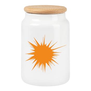 flash | explosion | Sun orange | Vectorgraphic - Cookie Jar with Wooden Lid - white - Front