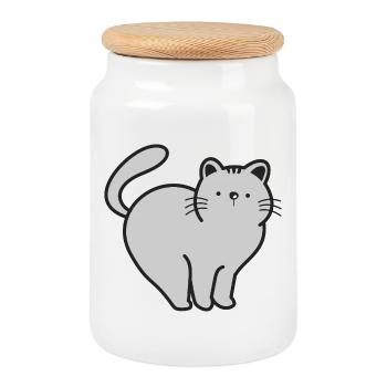Katze Katzen - Keksdose mit Holzdeckel - Weiß - Vorne