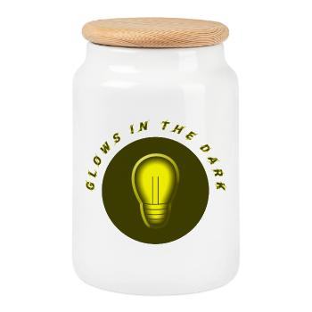 glows in the dark electro current problem - Cookie Jar with Wooden Lid - white - Front