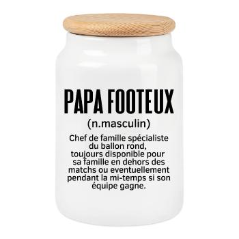 Papa Footeux : Définition - Humour - Boîte à biscuits avec couvercle en bois - blanc - Devant