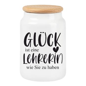 Lehrerin Danke Geschenk Abschied - Keksdose mit Holzdeckel - Weiß - Vorne