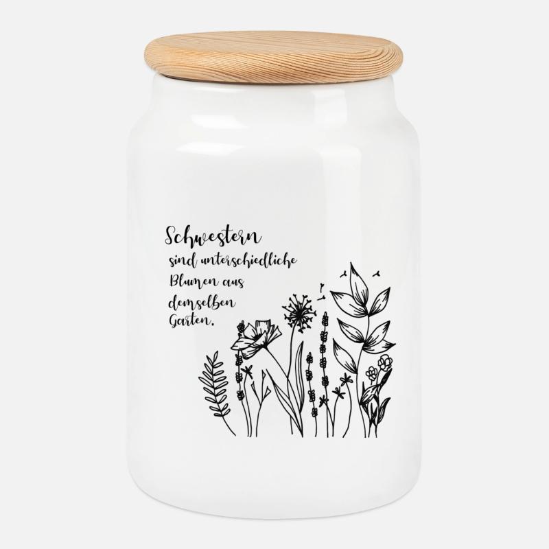 Schwestern sind unterschiedliche Blumen - Keksdose mit Holzdeckel - Weiß