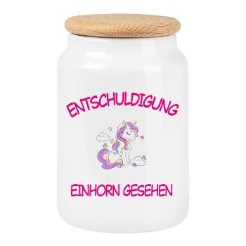 Entschuldigung ich habe Einhorn gesehen - Keksdose mit Holzdeckel - Weiß - Vorne