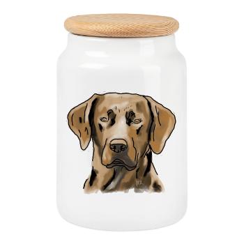 Labrador - Cookie Jar with Wooden Lid - white - Front