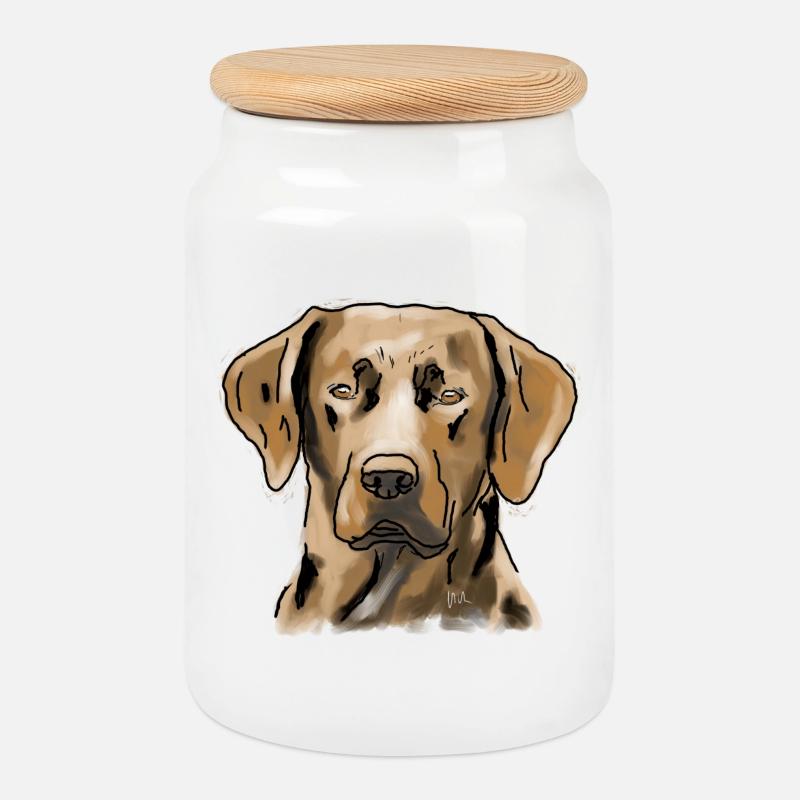 Labrador - Keksdose mit Holzdeckel - Weiß