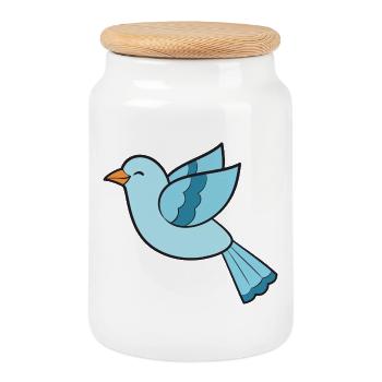 Bird Birds - Cookie Jar with Wooden Lid - white - Front
