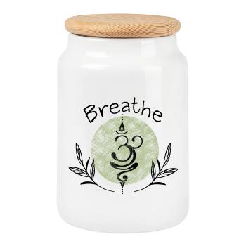 Yoga - Cookie Jar with Wooden Lid - white - Front