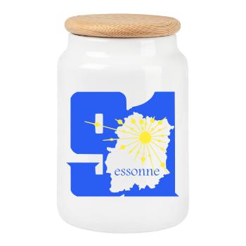 Essonne - Cookie Jar with Wooden Lid - white - Front
