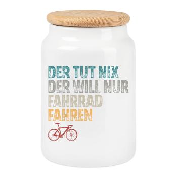 Fahrrad Fahrradfahren Retro Vintage - Keksdose mit Holzdeckel - Weiß - Vorne