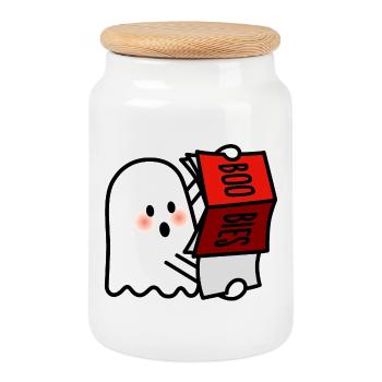 Boobies BOO BIES freches Halloween Erotik Magazin - Keksdose mit Holzdeckel - Weiß - Vorne