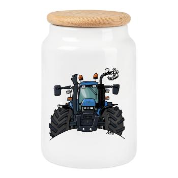 0448 BlueTractor TS115 - Boîte à biscuits avec couvercle en bois - blanc - Devant