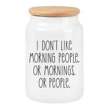 Je n’aime pas les gens du matin - Boîte à biscuits avec couvercle en bois - blanc - Devant