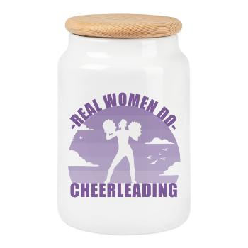Cheerleading Cheerleader Mädchen Pompons Geschenk - Keksdose mit Holzdeckel - Weiß - Vorne