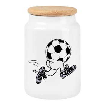 Soccer Hommes | Football de course à pied - Boîte à biscuits avec couvercle en bois - blanc - Devant