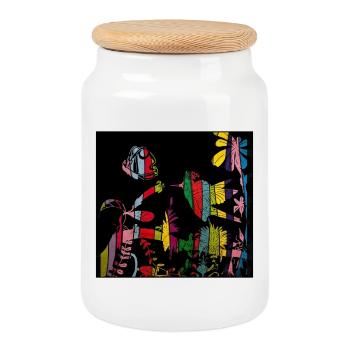 Hummingbird - Cookie Jar with Wooden Lid - white - Front