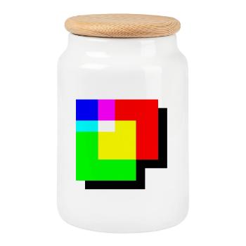RGB Color Corner Additive Color Mixing - Cookie Jar with Wooden Lid - white - Front
