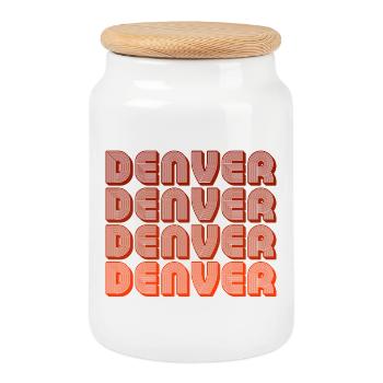 Denver Retro Blockschrift - Keksdose mit Holzdeckel - Weiß - Vorne