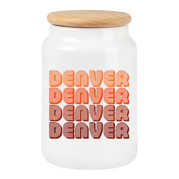Denver Gradient Retro Pattern - Cookie Jar with Wooden Lid - white - Front