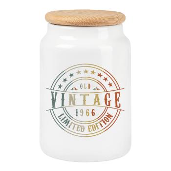 1966 Old Vintage - Keksdose mit Holzdeckel - Weiß - Vorne