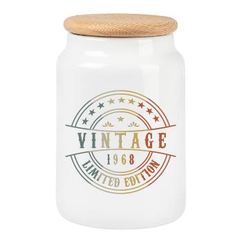 Old Vintage (1967) - Cookie Jar with Wooden Lid - white - Front