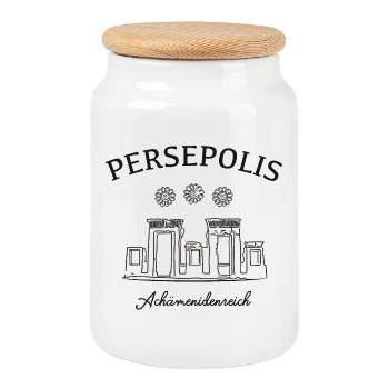 Iran, Persepolis, excavation site - Cookie Jar with Wooden Lid - white - Front