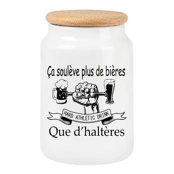 HARD ATHLETIC DRINK, c'est pas évident comme sport - Boîte à biscuits avec couvercle en bois - blanc - Devant