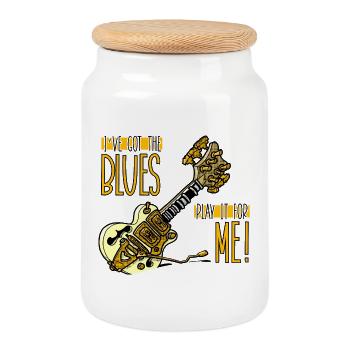 Guitar play it for me COLOR - Cookie Jar with Wooden Lid - white - Front