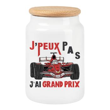 J'peux pas j'ai grand prix cadeau course voiture - Boîte à biscuits avec couvercle en bois - blanc - Devant