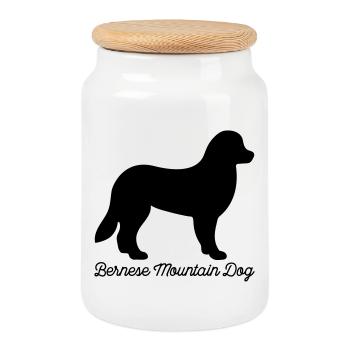 Bernese Mountain Dog - Cookie Jar with Wooden Lid - white - Front