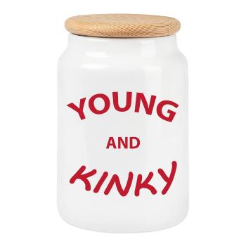 Text T-Shirt Design Young und Kinky Geschenkidee. - Keksdose mit Holzdeckel - Weiß - Vorne