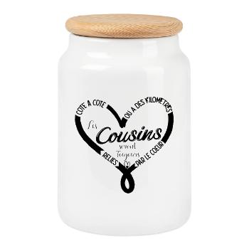 Les Cousins - Boîte à biscuits avec couvercle en bois - blanc - Devant