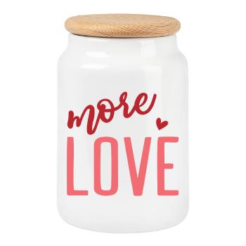 t-shirt plus d’amour Saint-Valentin Saint-Valentin - Boîte à biscuits avec couvercle en bois - blanc - Devant