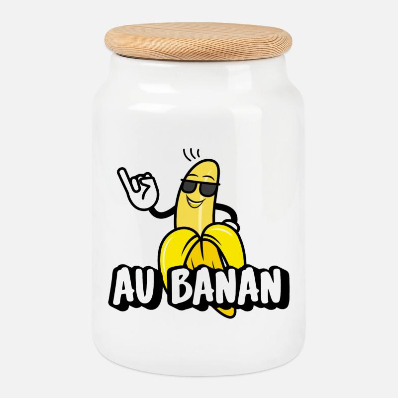 Au Banan - Keksdose mit Holzdeckel - Weiß