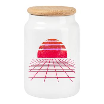 Sunset Vaporwave Retro Wave - Keksdose mit Holzdeckel - Weiß - Vorne