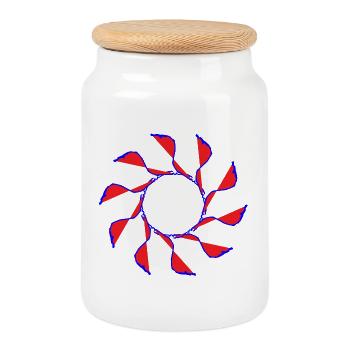 Windrad, Flower, Zufallsmuster gekreiselt - Keksdose mit Holzdeckel - Weiß - Vorne