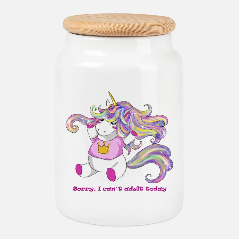 Unicorn - Cookie Jar with Wooden Lid - white