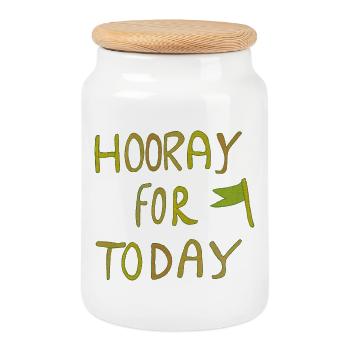 hooray for today - Keksdose mit Holzdeckel - Weiß - Vorne