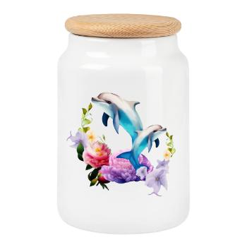 Dolphins The most adorable creatures of the sea - Cookie Jar with Wooden Lid - white - Front