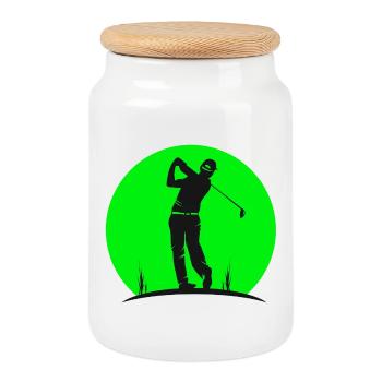Golf, Golf, Vintage Golf - Keksdose mit Holzdeckel - Weiß - Vorne