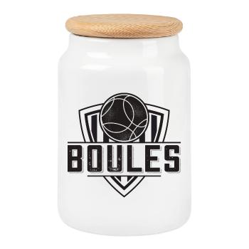 Boulespieler Boule Kugeln für Bouler Petanque - Keksdose mit Holzdeckel - Weiß - Vorne
