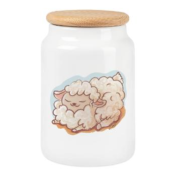 Komme was Wolle. - Keksdose mit Holzdeckel - Weiß - Vorne