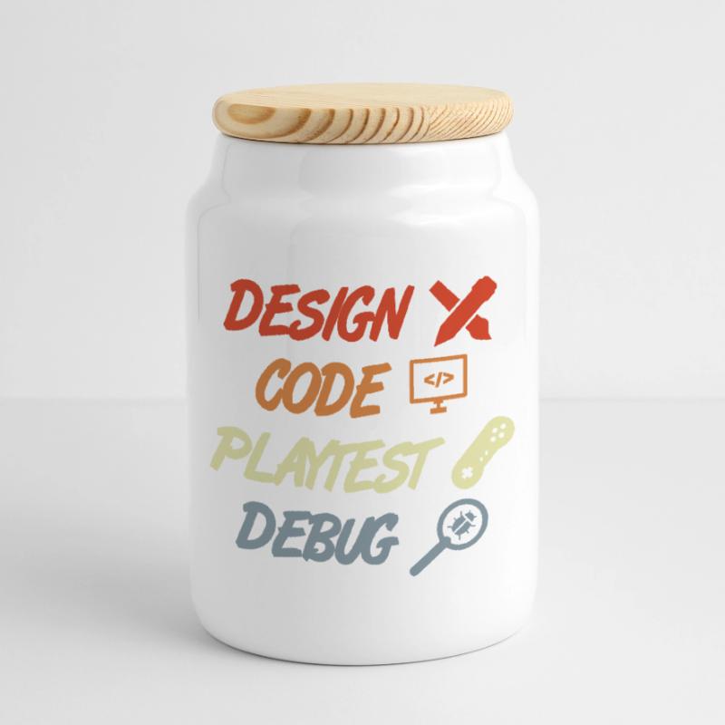 Game Development Process Cookie Jar with Wooden Lid
