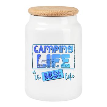 Camping Life est la meilleure vie - Boîte à biscuits avec couvercle en bois - blanc - Devant